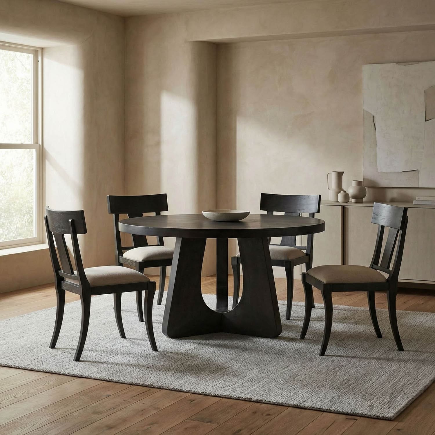 Nobuko Dining Table, 48″ Diameter, Pale