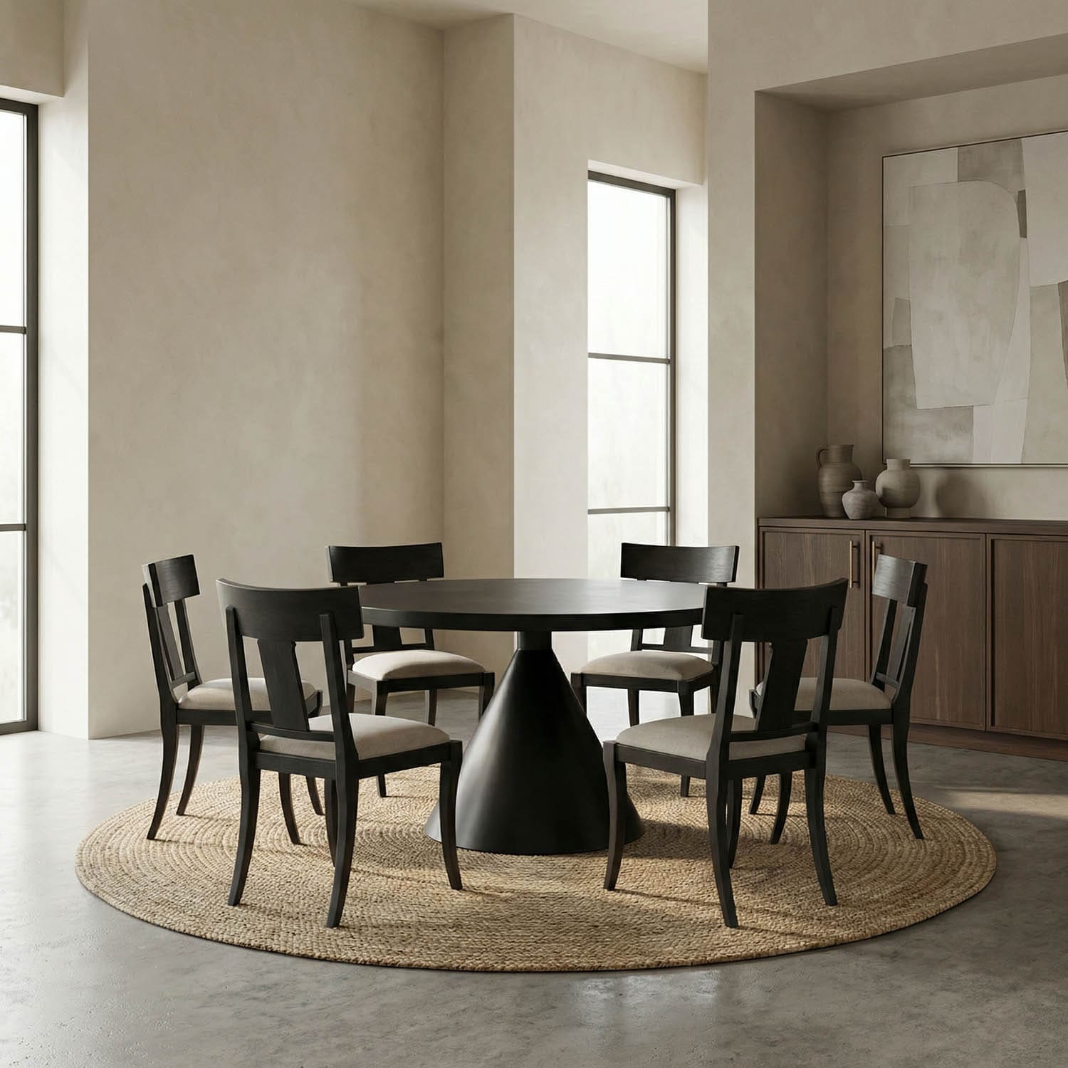Cone Dining Table, Black Iron