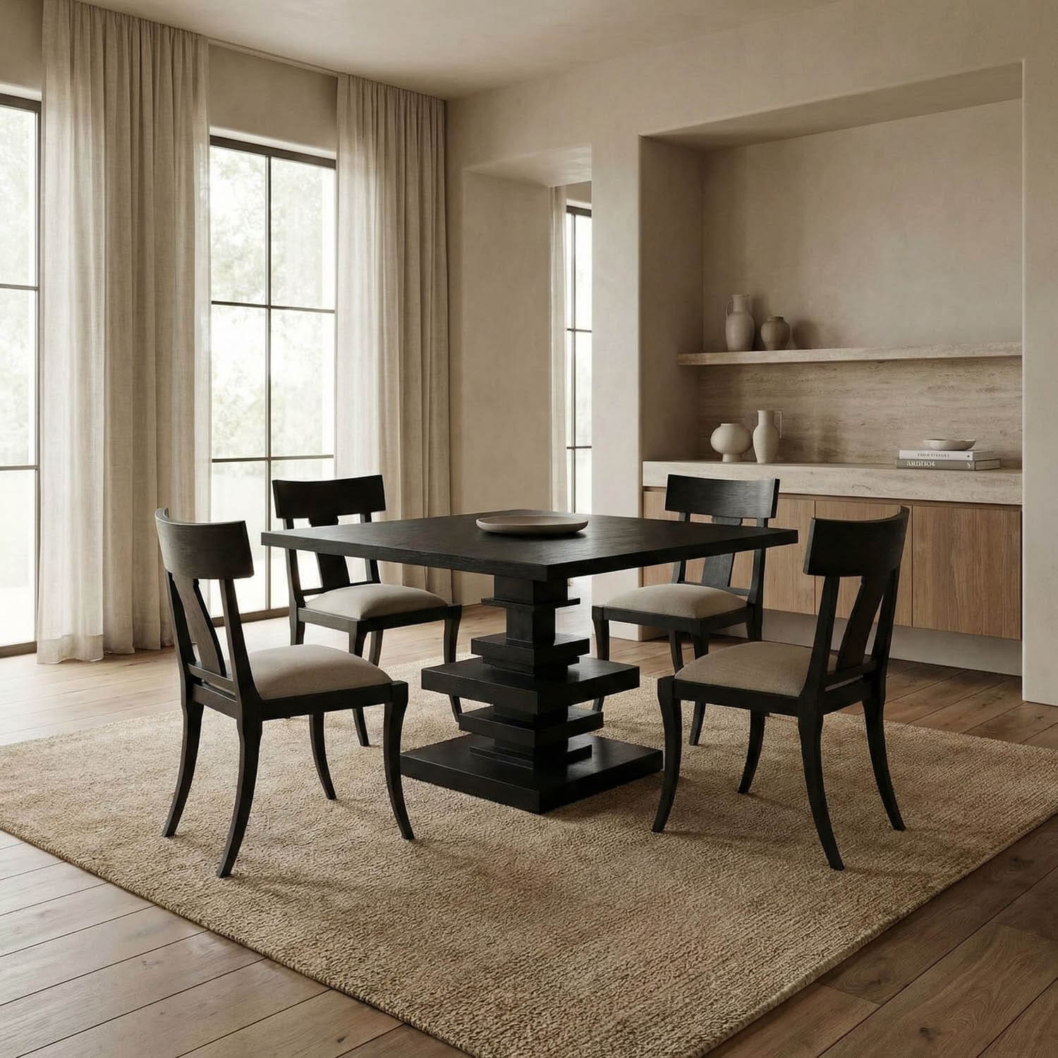 Corum Square Table, Hand Rubbed Black