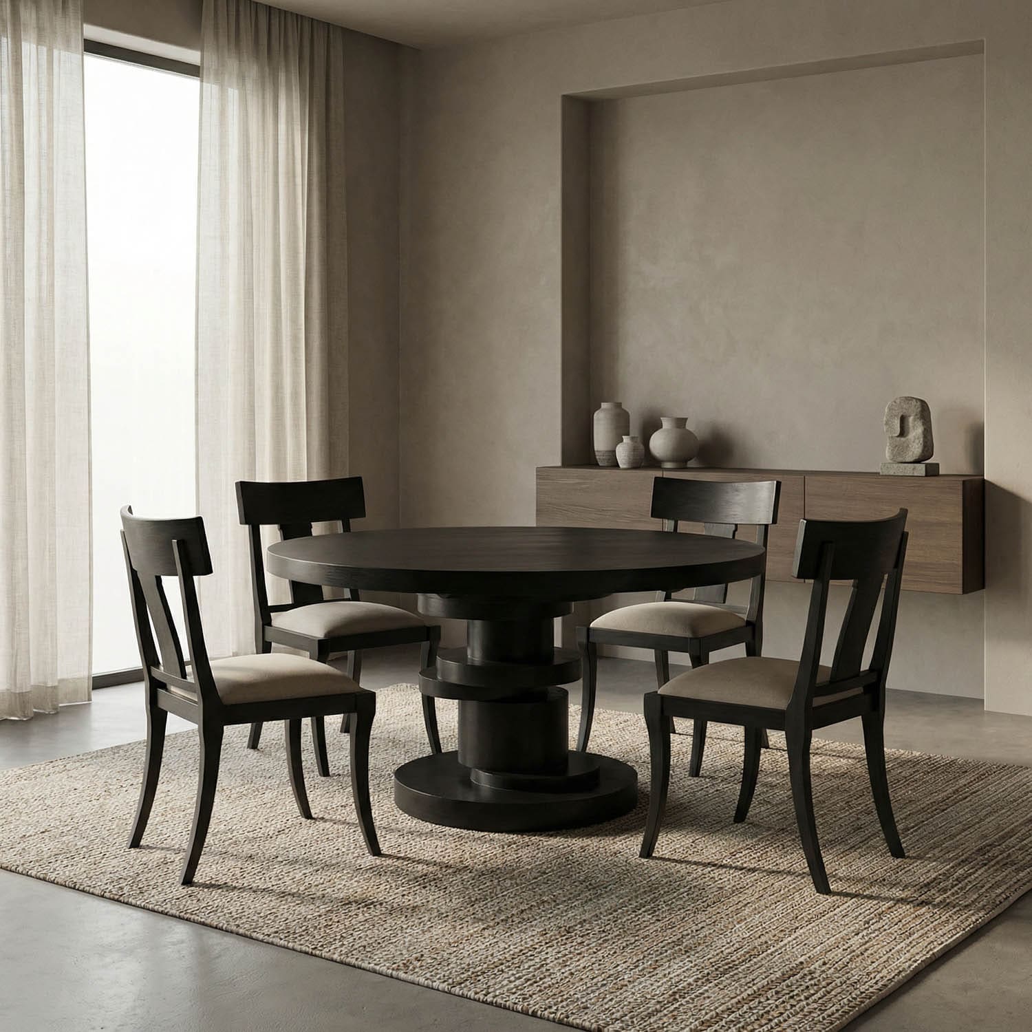 Hugo Dining Table, Hand Rubbed Black