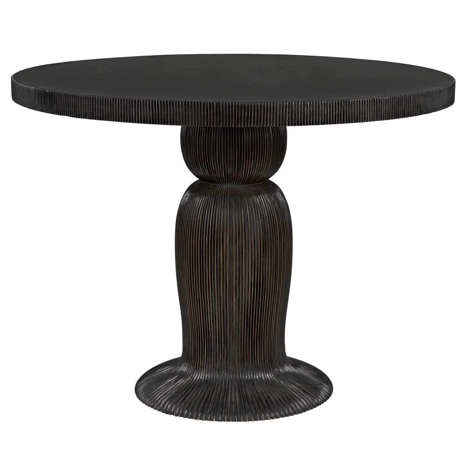 Portobello Dining Table, Hand Rubbed Black with Light Brown Trim