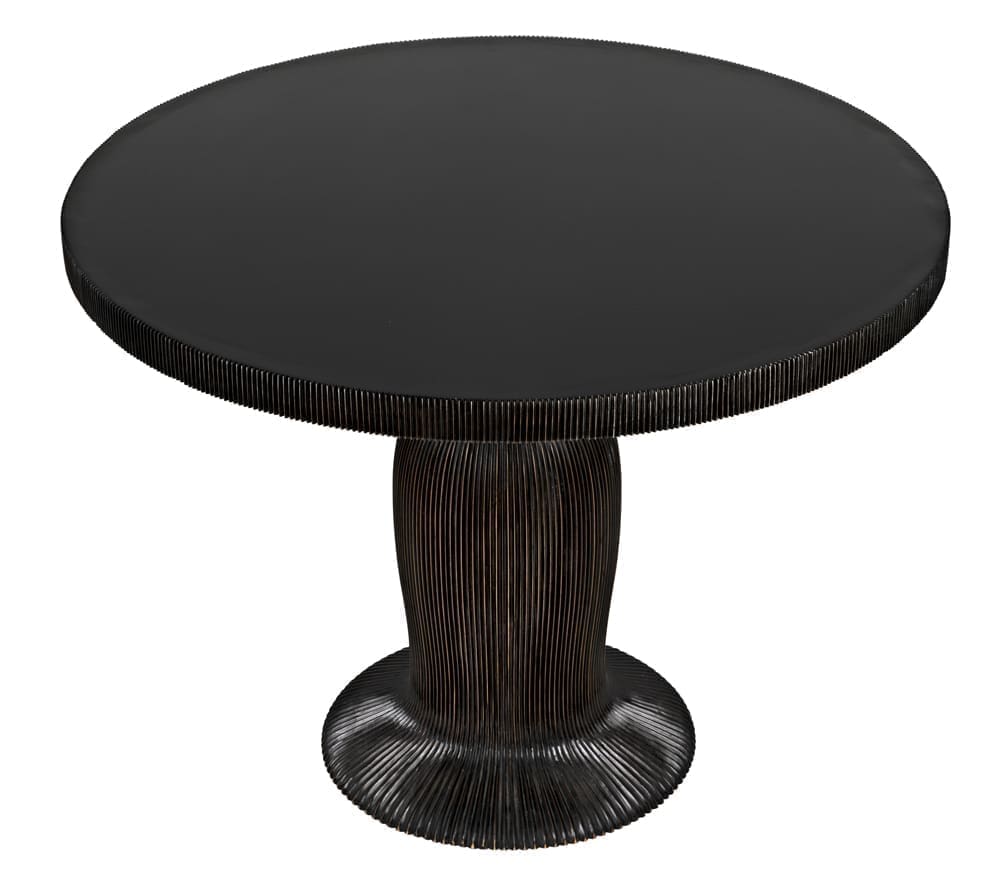Portobello Dining Table, Hand Rubbed Black with Light Brown Trim