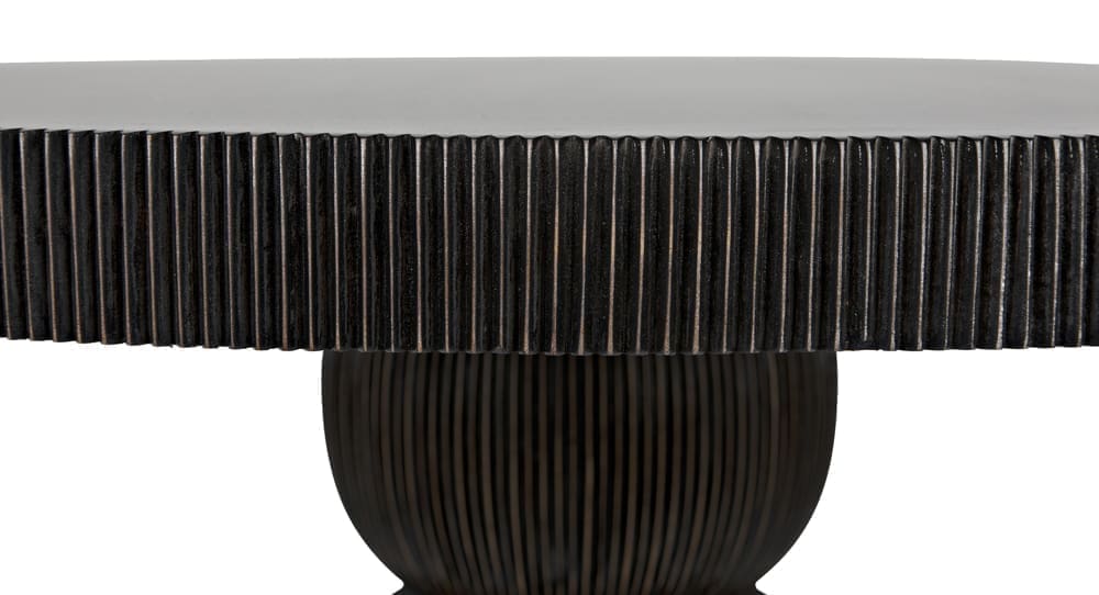 Portobello Dining Table, Hand Rubbed Black with Light Brown Trim