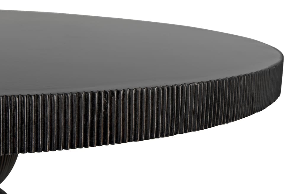 Portobello Dining Table, Hand Rubbed Black with Light Brown Trim