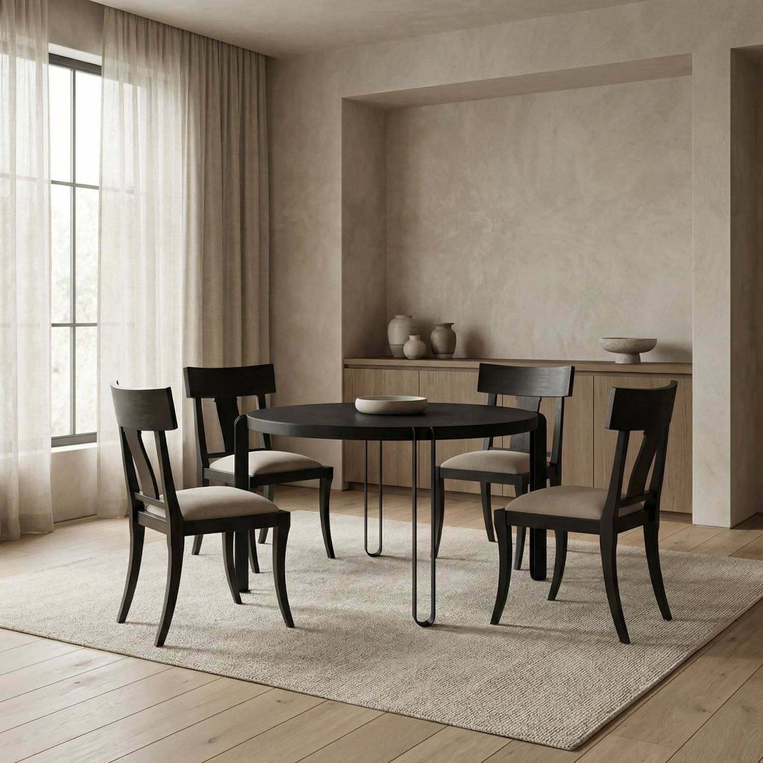 Marcellus Dining Table, 63″, Black Metal