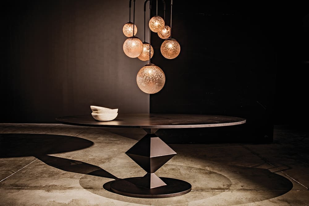 Katana Oval Dining Table, Black Metal