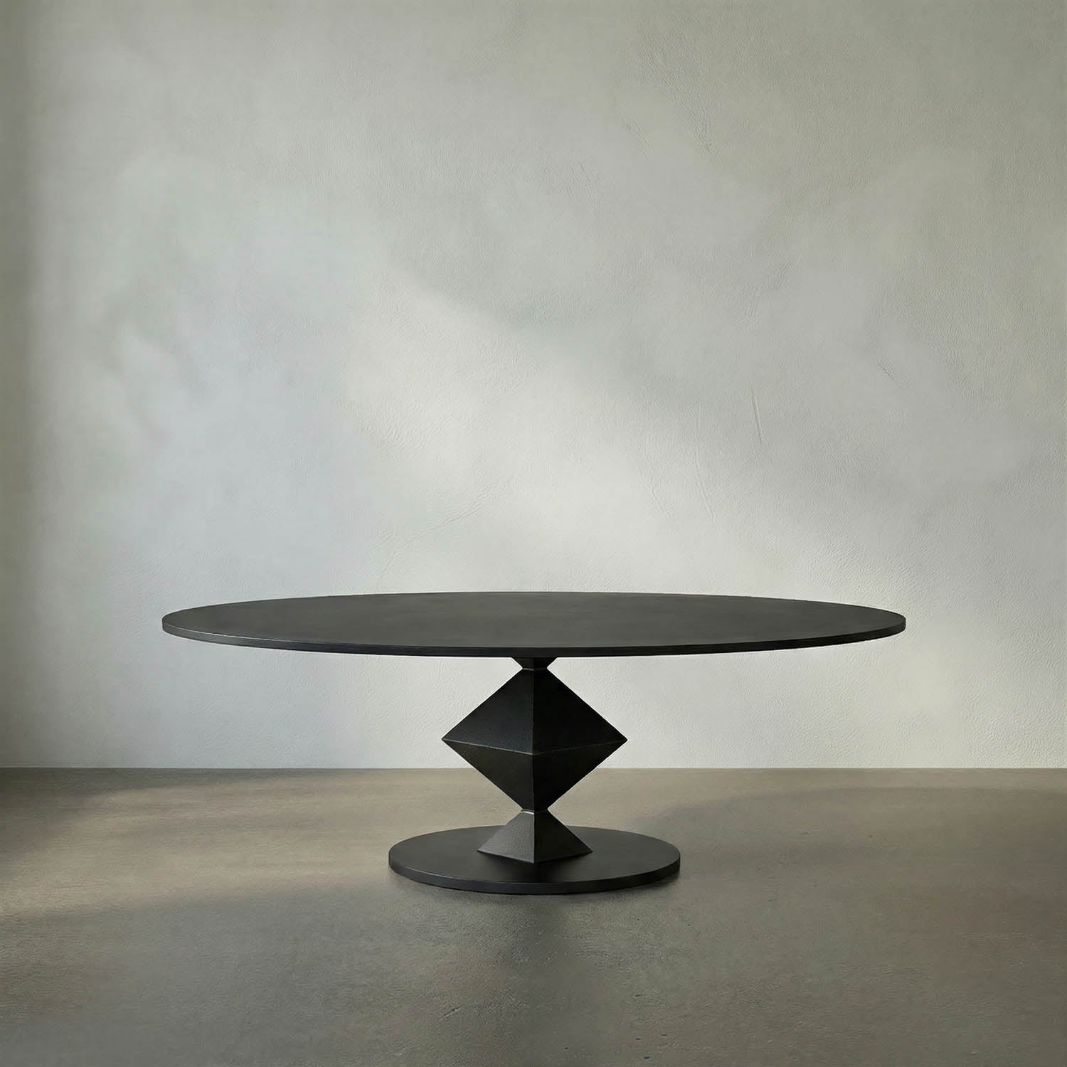 Katana Oval Dining Table, Black Metal by Noir