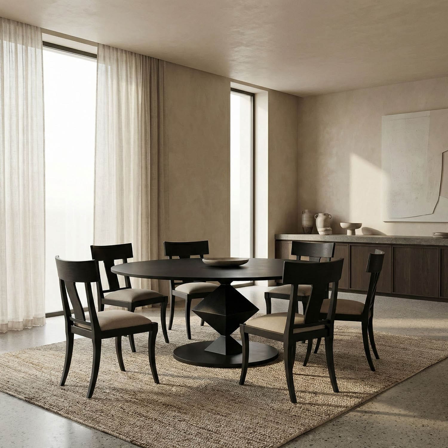 Katana Oval Dining Table, Black Metal