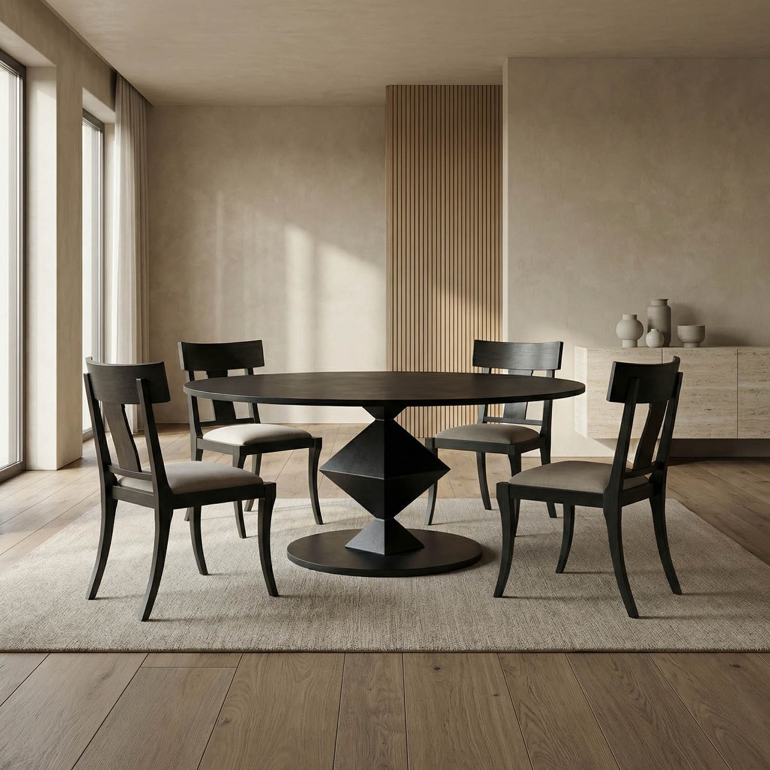 Katana Oval Dining Table, Black Metal
