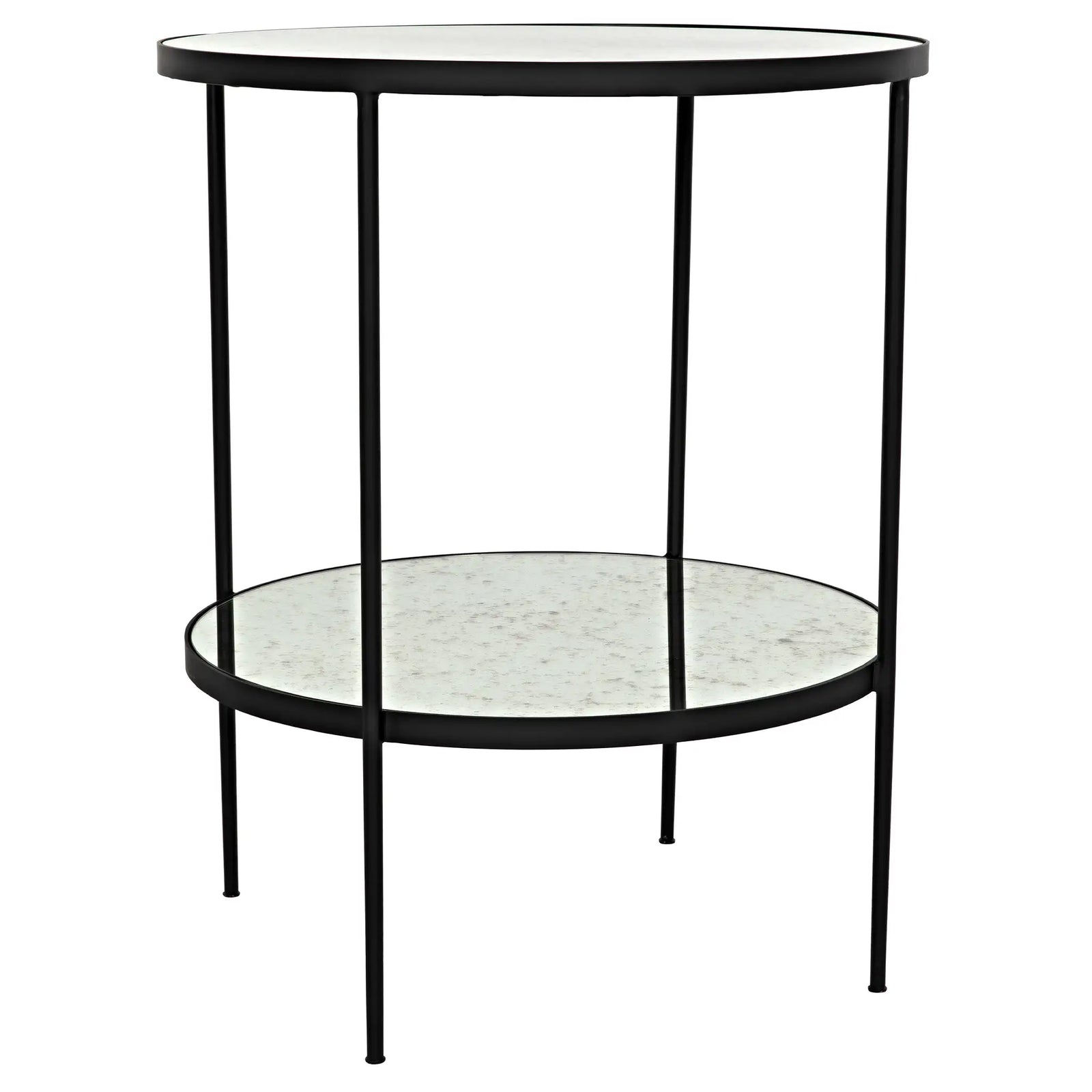 Anna Side Table, Black Iron with Antiqued Mirror