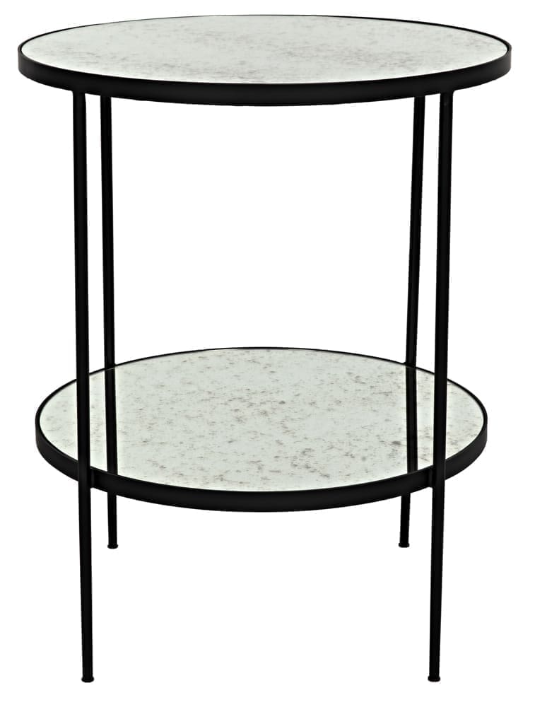 Anna Side Table, Black Iron with Antiqued Mirror