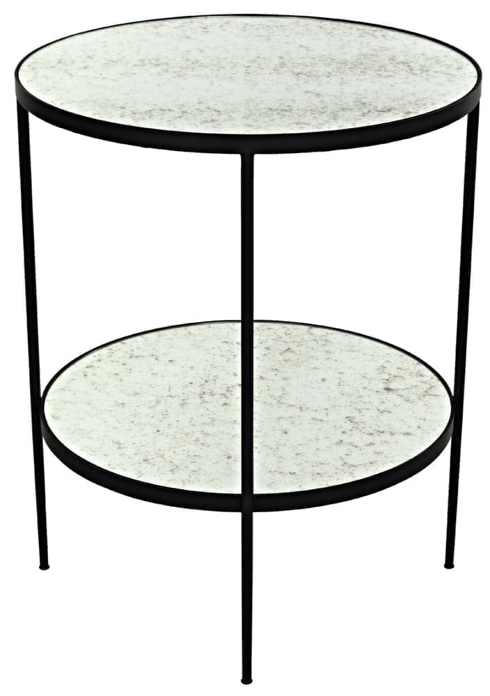 Anna Side Table, Black Iron with Antiqued Mirror