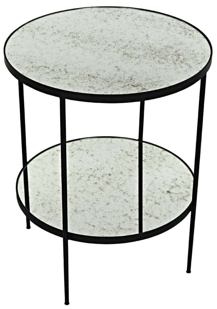 Anna Side Table, Black Iron with Antiqued Mirror