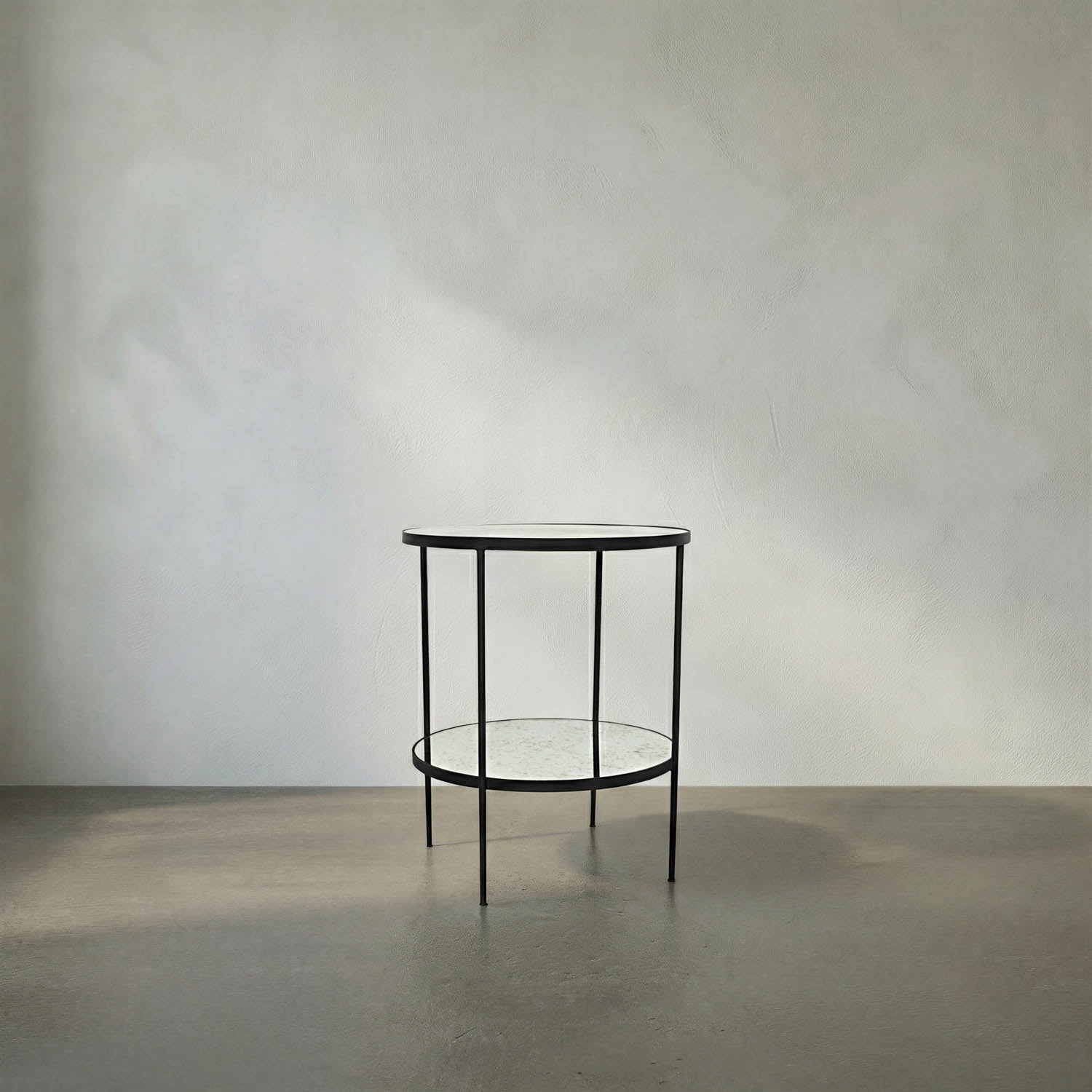 Anna Side Table, Black Iron with Antiqued Mirror by Noir