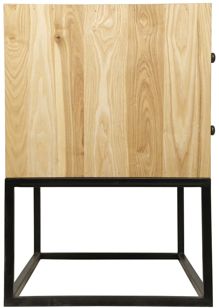 Downtown Side Table, Elm and Black Iron