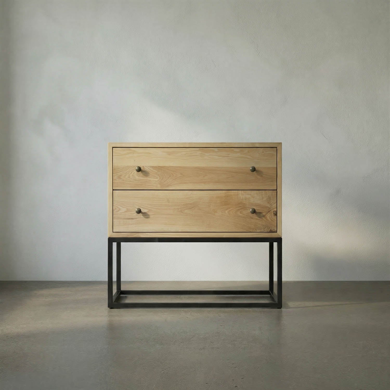 Downtown Side Table, Elm and Black Iron by Noir