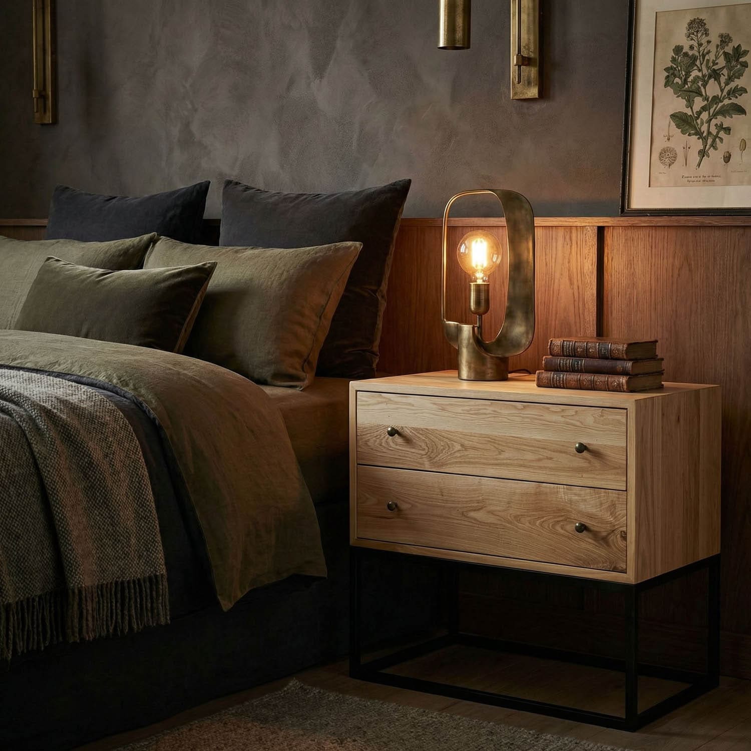 Downtown Side Table, Elm and Black Iron