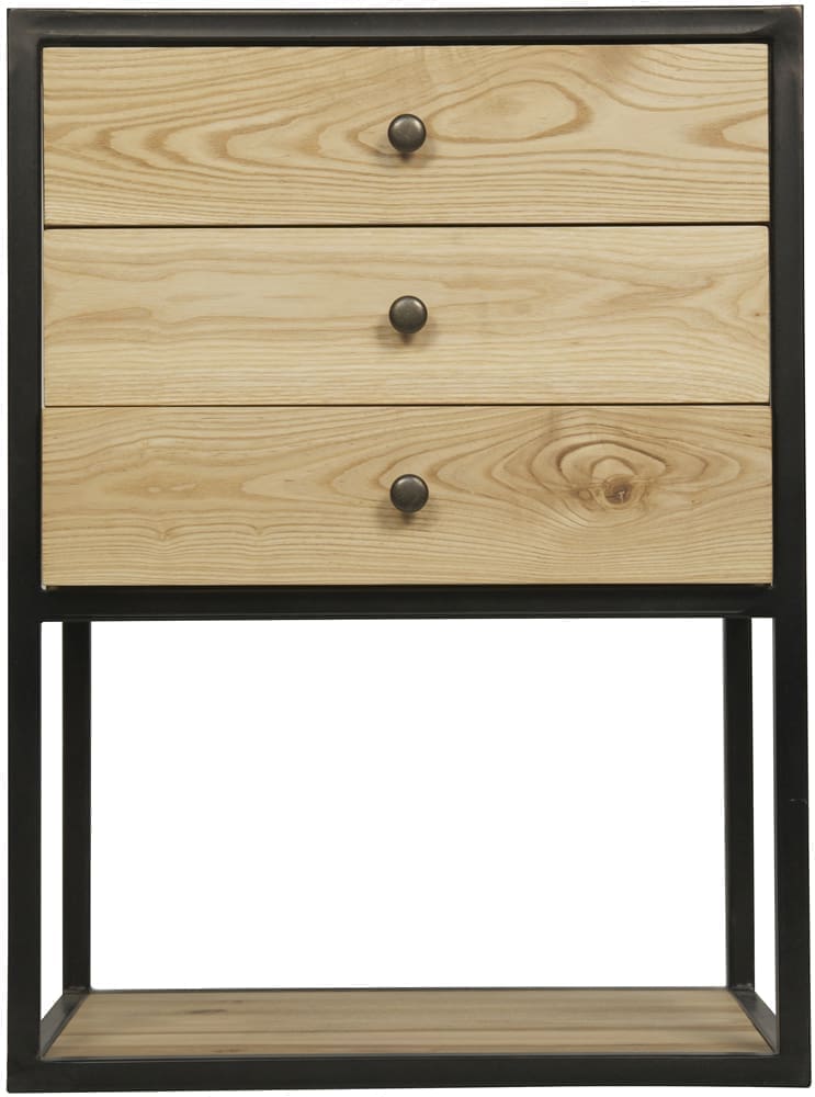 Pearce Side Table, Elm and Black Iron