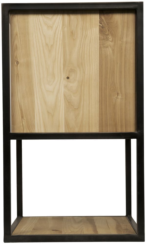 Pearce Side Table, Elm and Black Iron