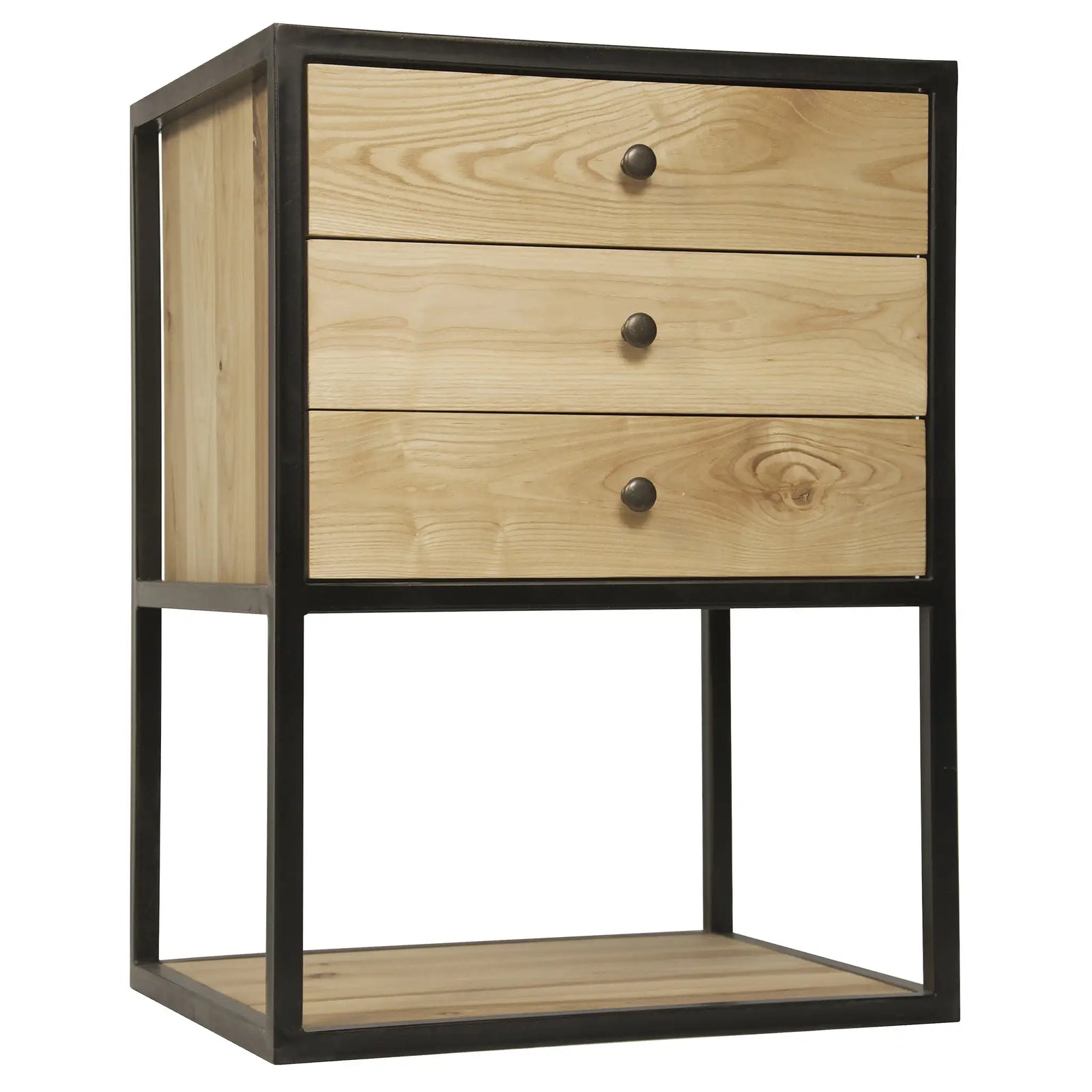 Pearce Side Table, Elm and Black Iron