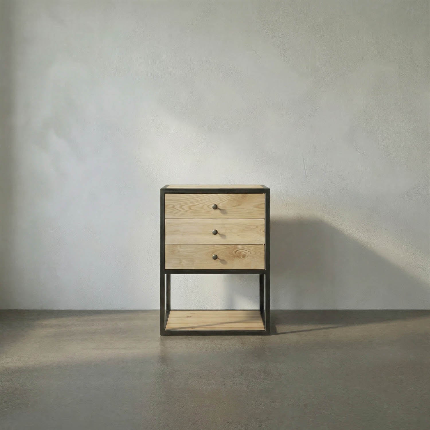 Pearce Side Table, Elm and Black Iron by Noir