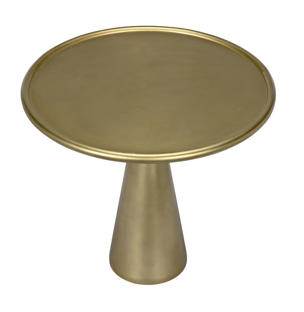 Hiro Short Side Table, Metal with Brass Finish