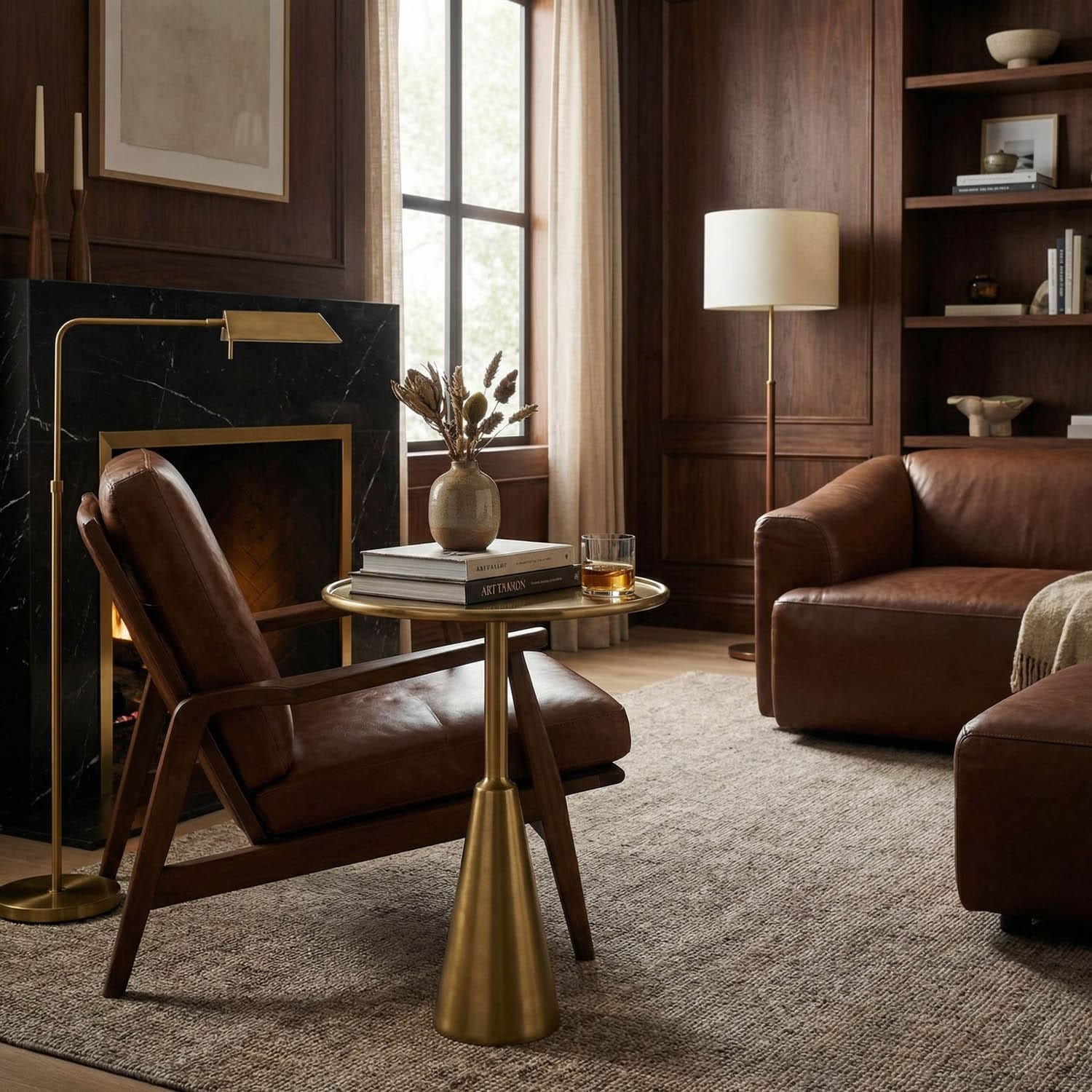 Hiro Side Table, Metal with Brass Finish