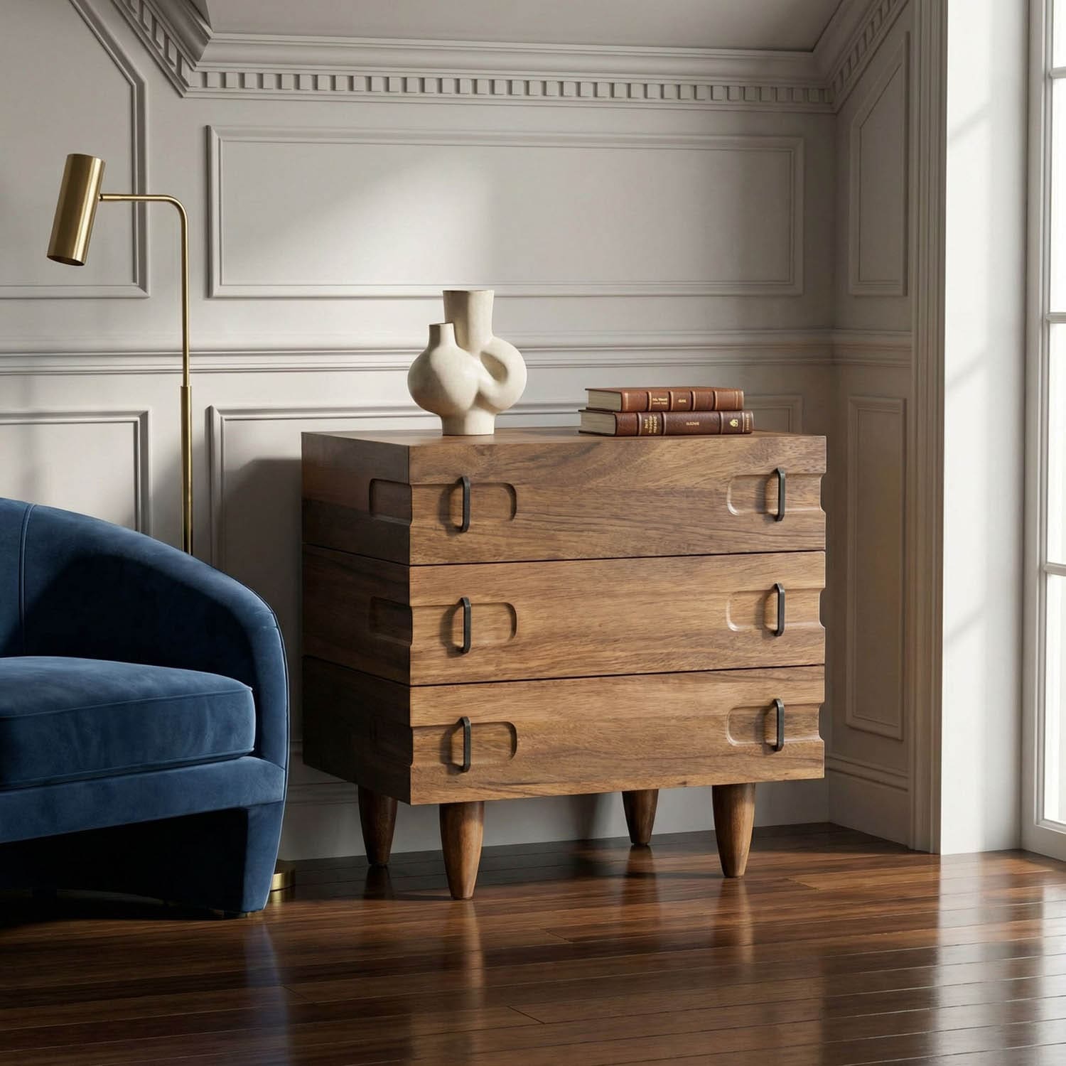 David 32″ Side Table, Dark Walnut