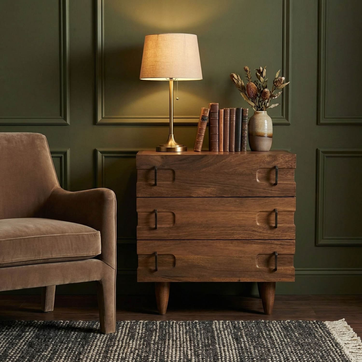 David 32″ Side Table, Dark Walnut