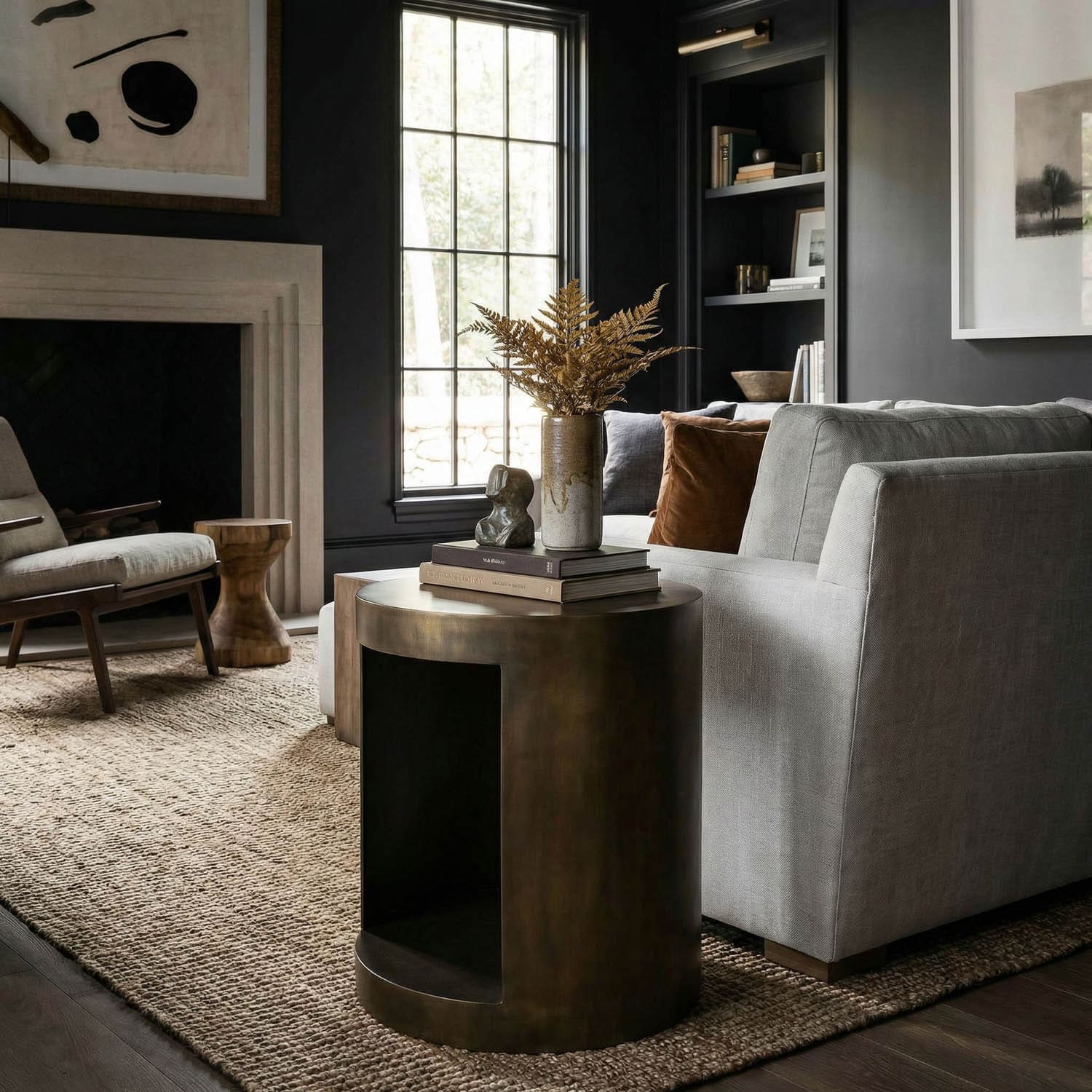 Chrysler Side Table, Iron with Aged Brass Finish