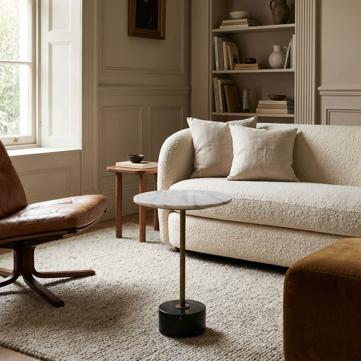 Santosha Side Table with Stone Top