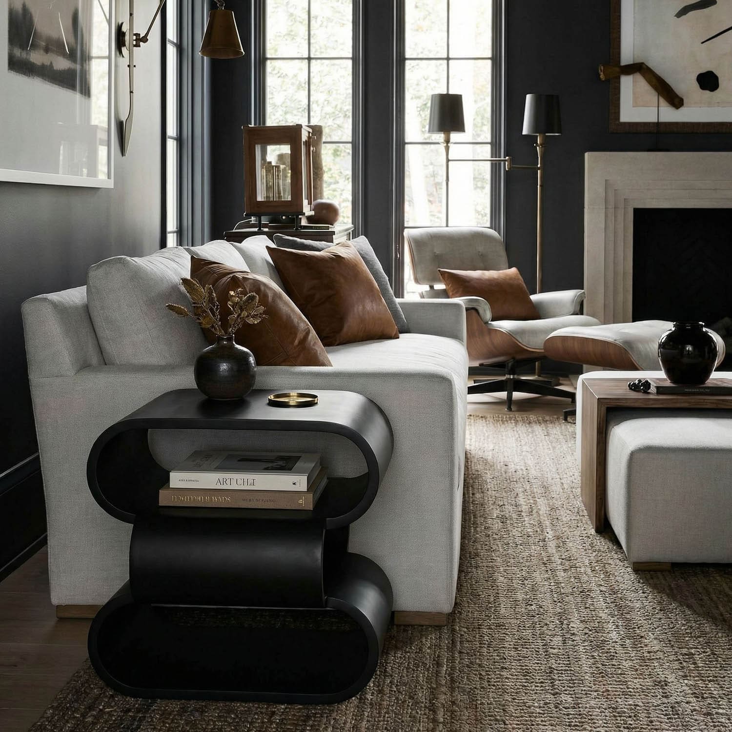 Nada Side Table, Black Iron