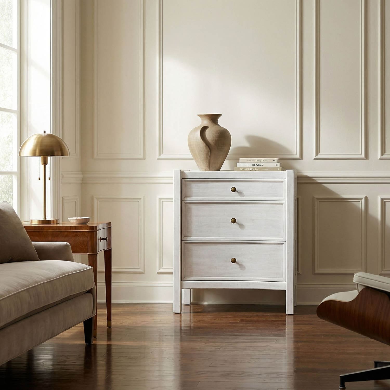 Hampton Night Stand 24″, White Wash