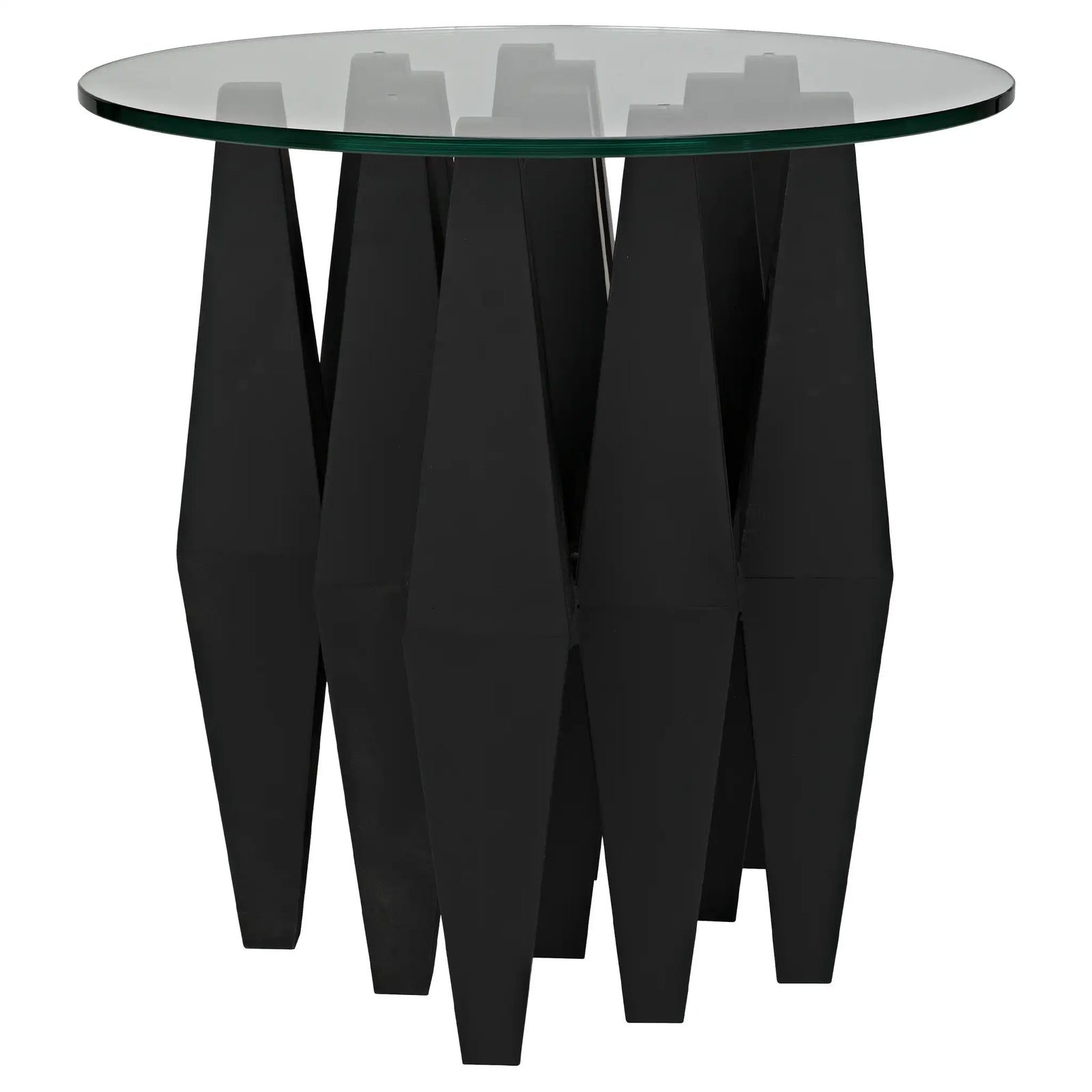 Soldier Side Table, Black Iron with Glass Top