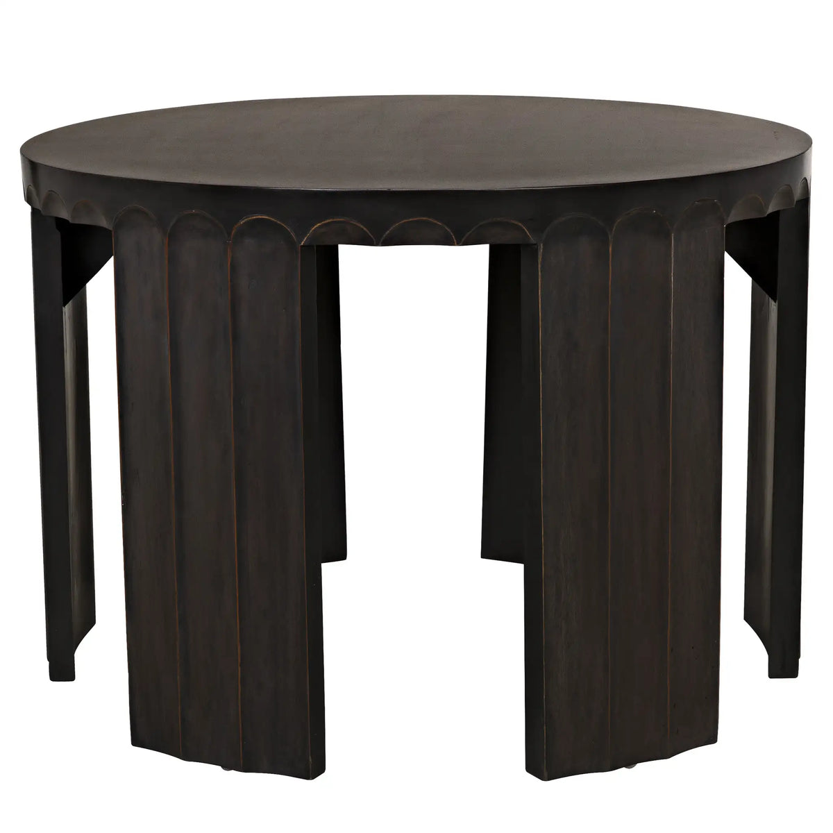 Fluted Side Table, Pale with Light Brown Trim