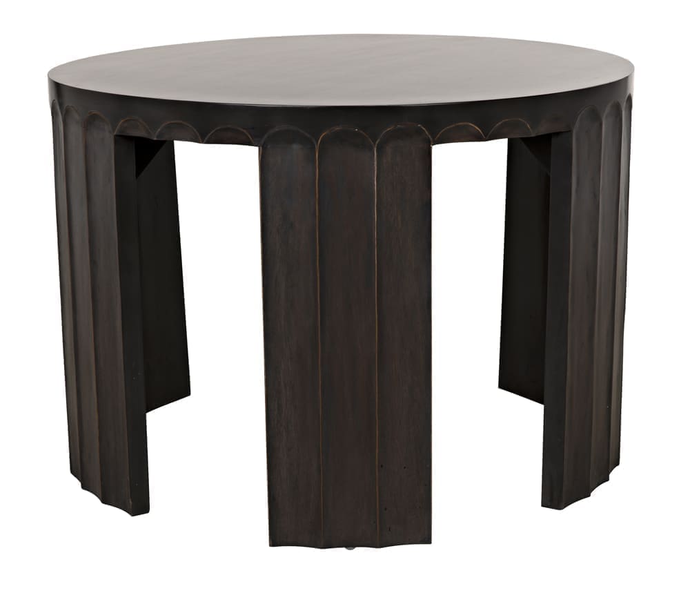 Fluted Side Table, Pale with Light Brown Trim