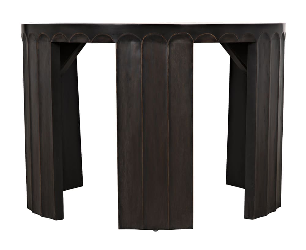 Fluted Side Table, Pale with Light Brown Trim
