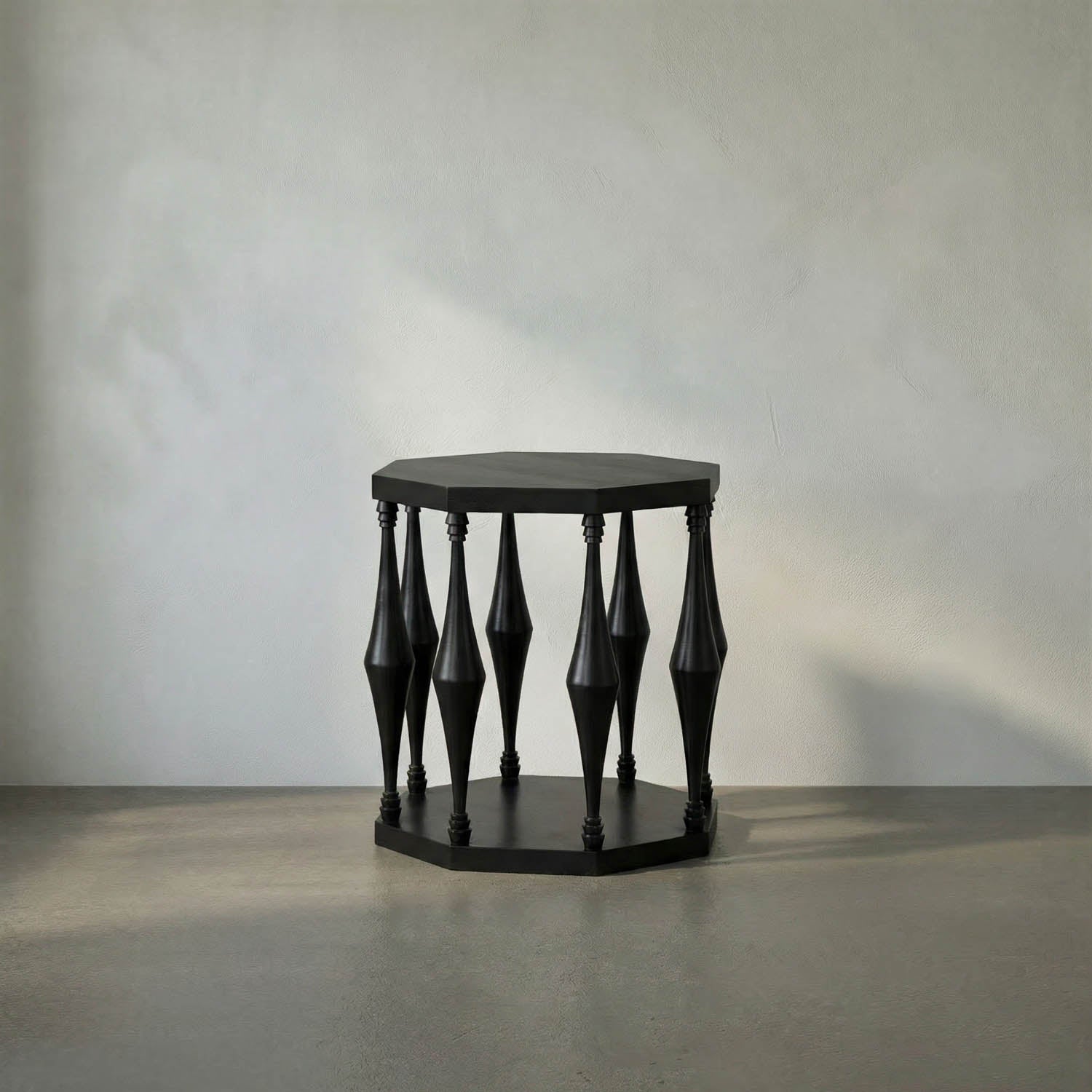 Marceo Side Table, Hand Rubbed Black by Noir