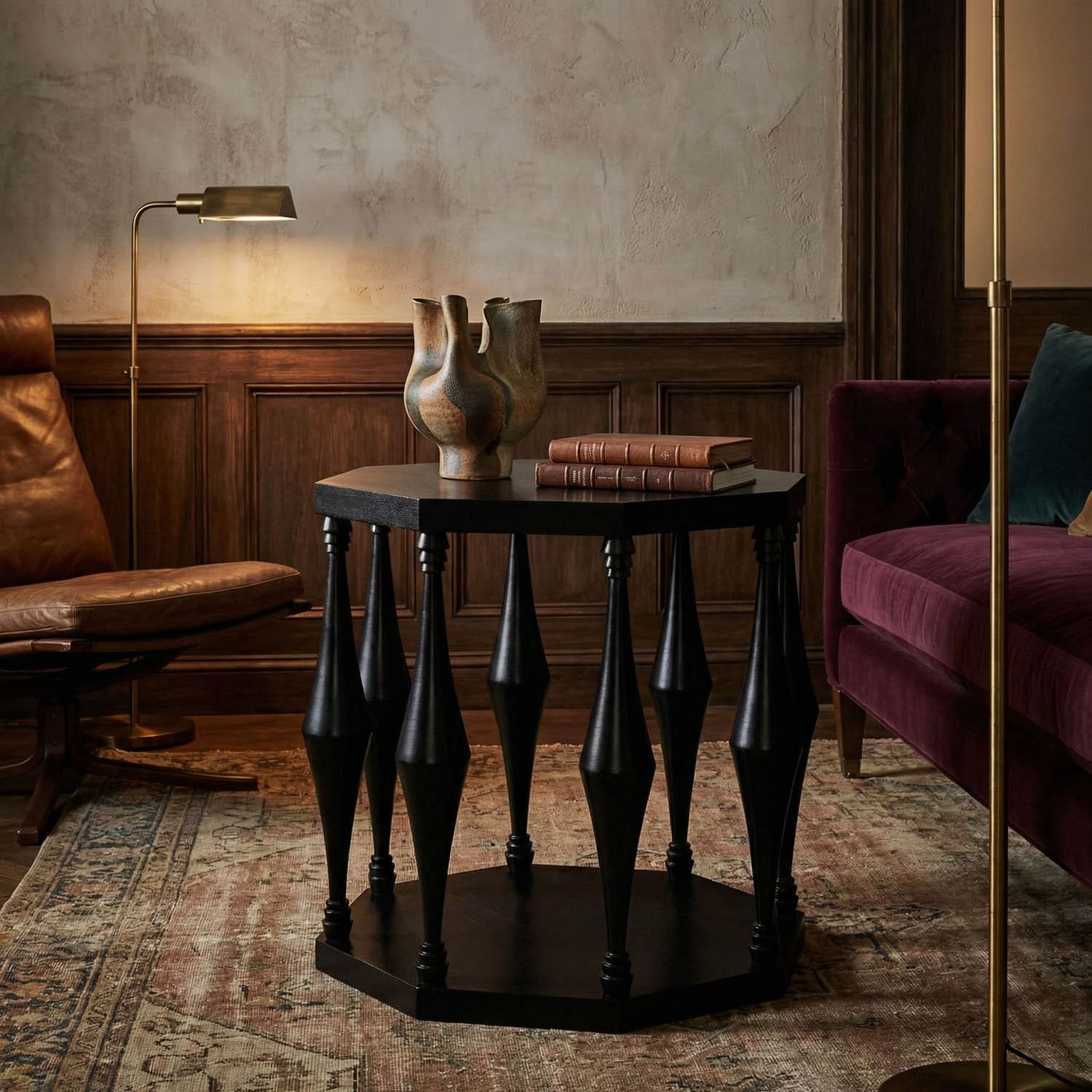 Marceo Side Table, Hand Rubbed Black