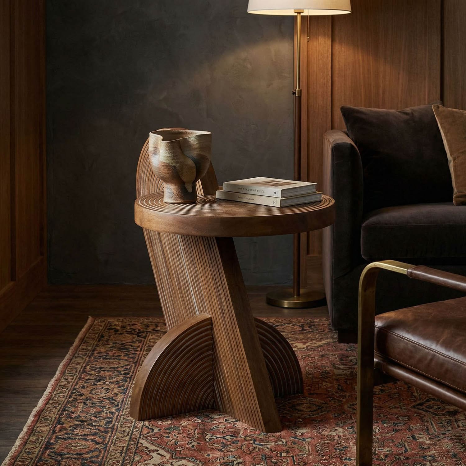 Saturn Side Table, Dark Walnut