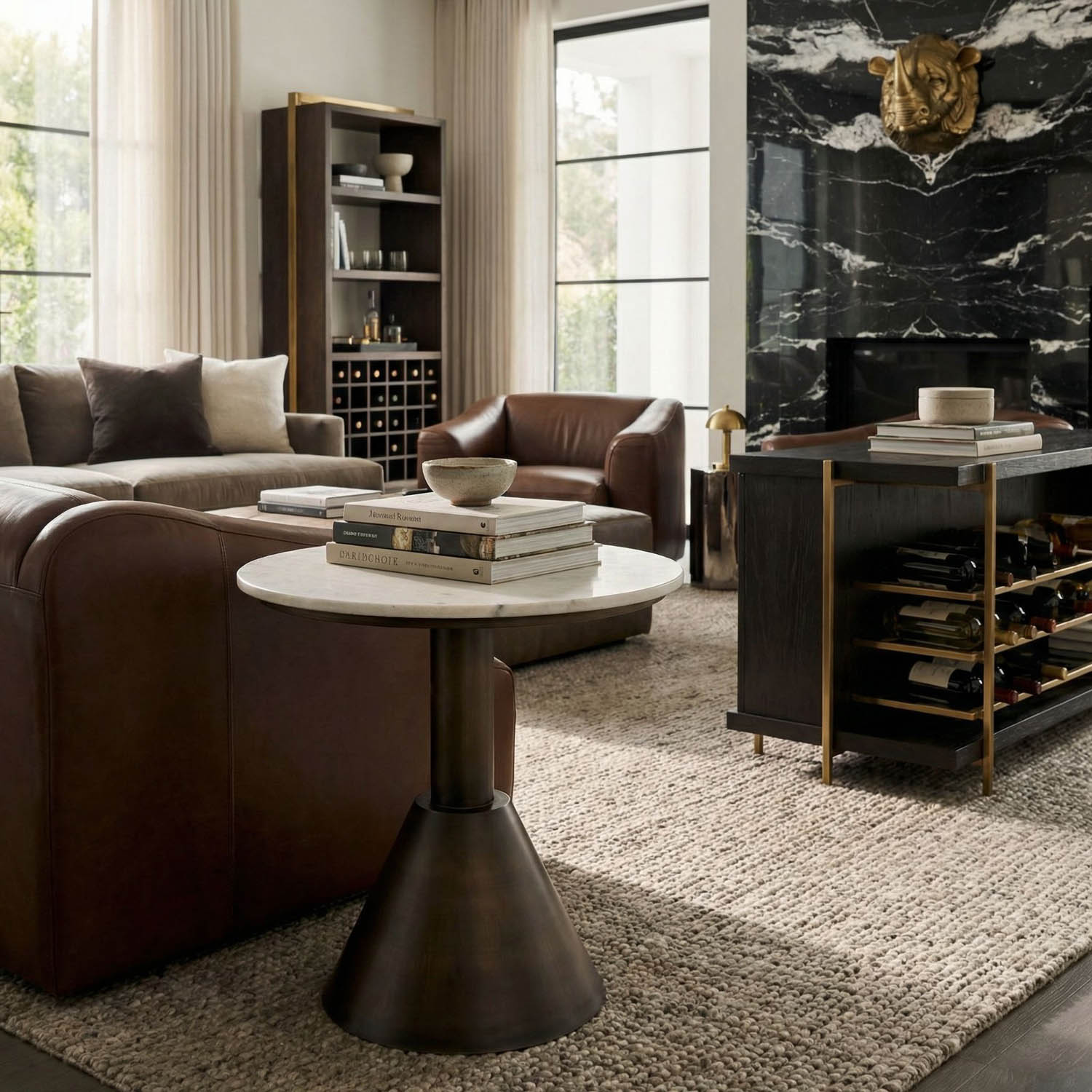 Joseph Side Table, Aged Brass