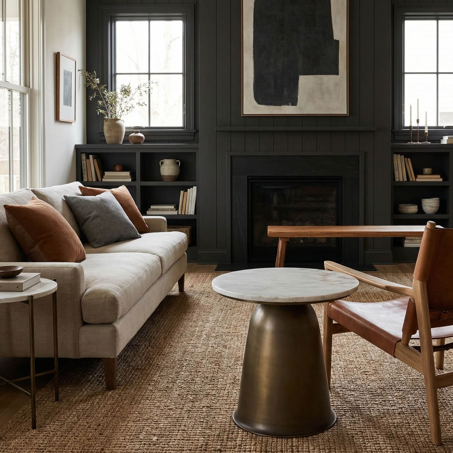 Aiden Side Table, Aged Brass