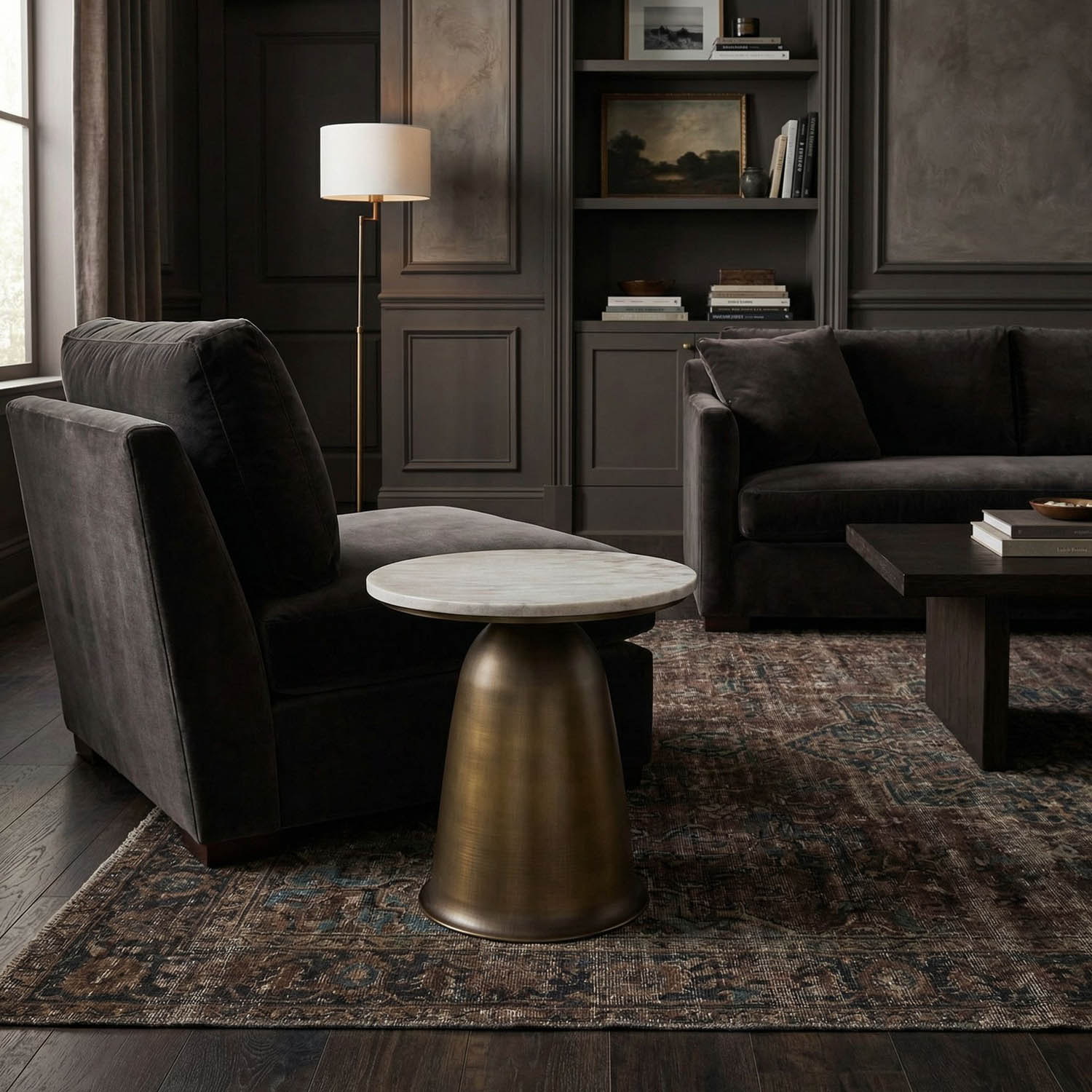 Aiden Side Table, Aged Brass