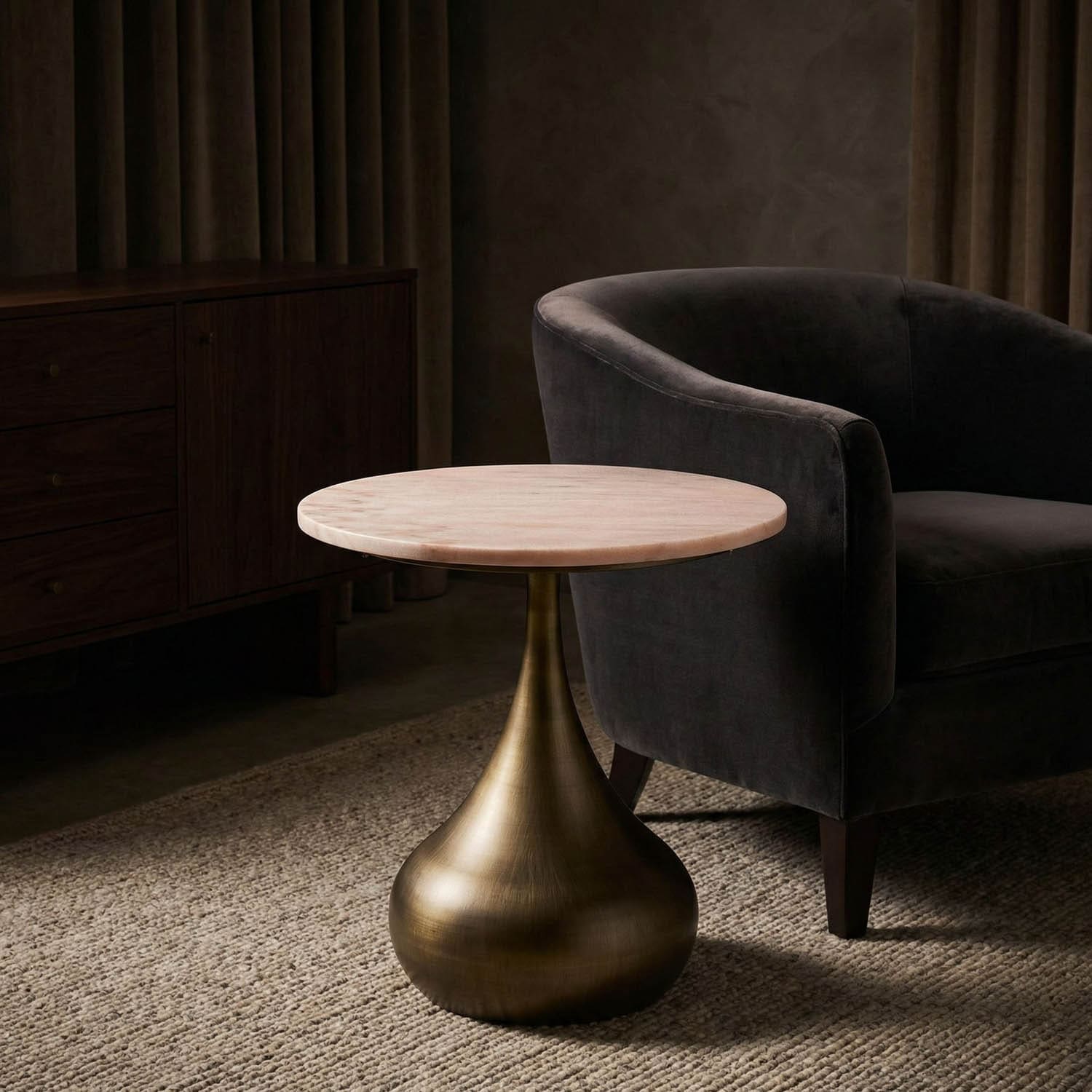 Mateo Side Table, Aged Brass