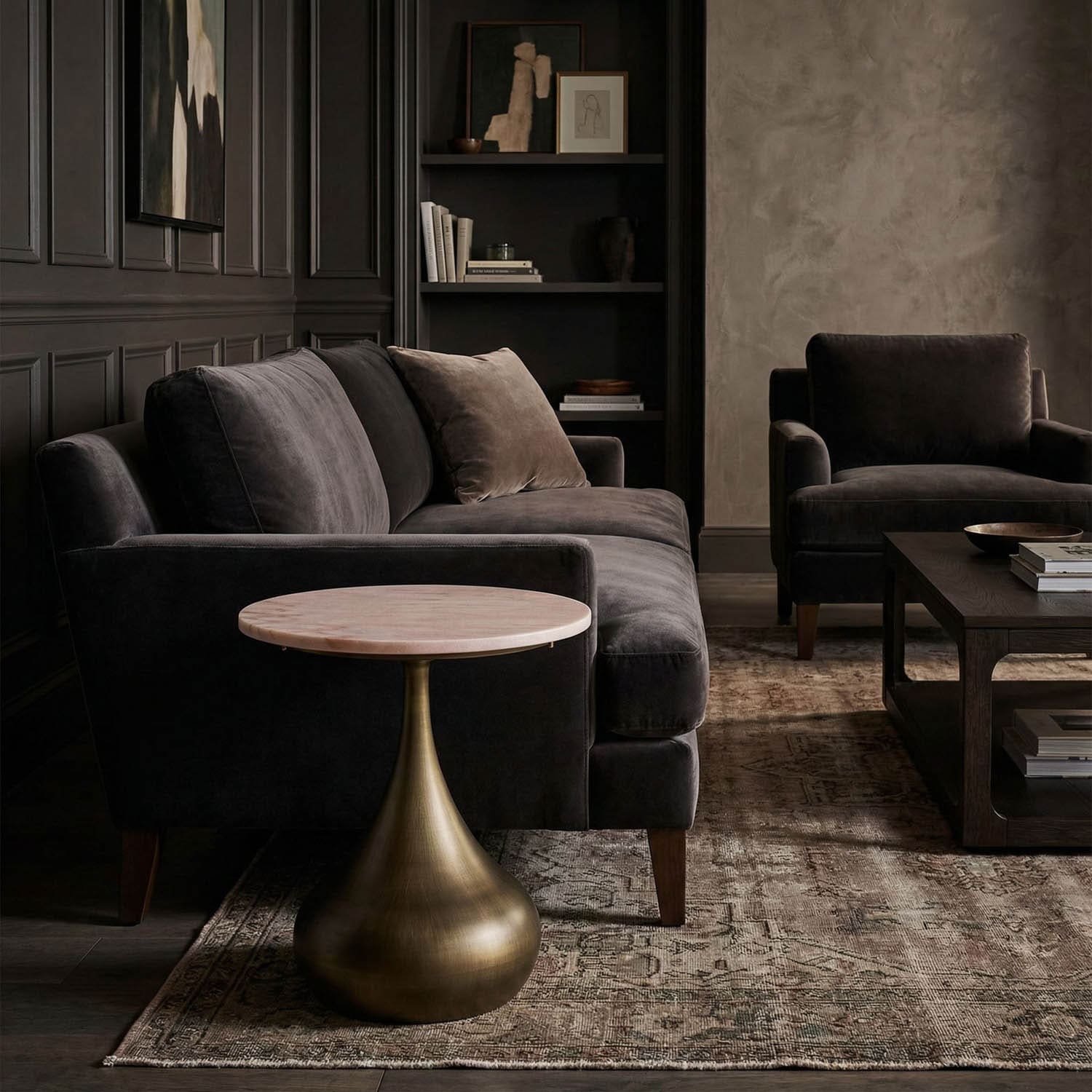 Mateo Side Table, Aged Brass