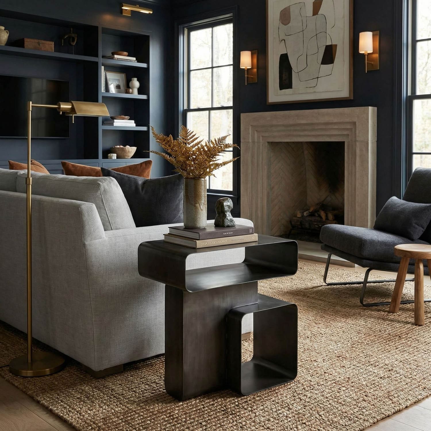 Danville Side Table, Gun Metal Finish