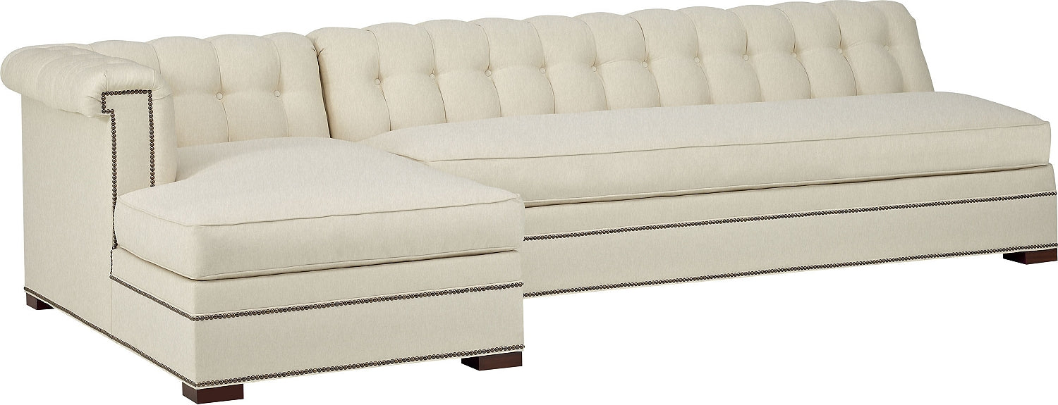 KENT TUFTED SECTIONAL LAF CHAISE in Mahogany Solids - Hickory Chair