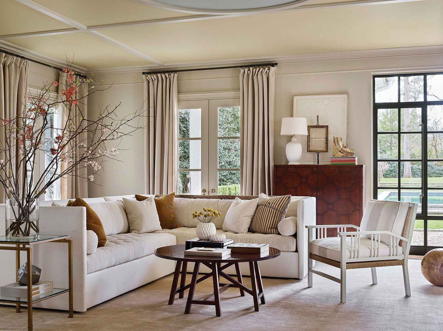 MONTPELIER SIDE TABLE WITH GLASS TOP/SHELF in Metal, Glass - Hickory Chair