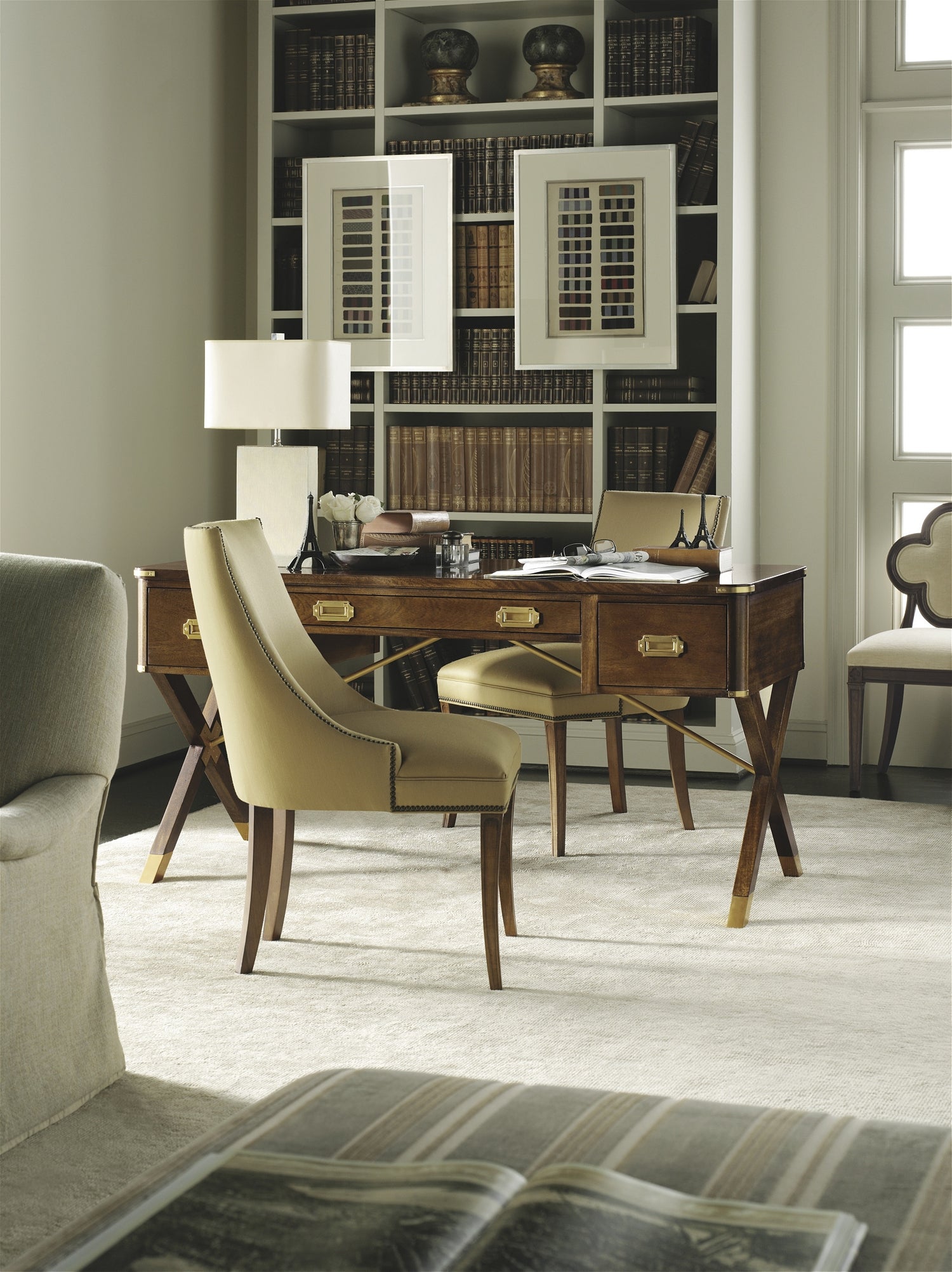 ASHEWORTH CAMPAIGN DESK in Mahogany Veneers, Mahogany Solids - Hickory Chair