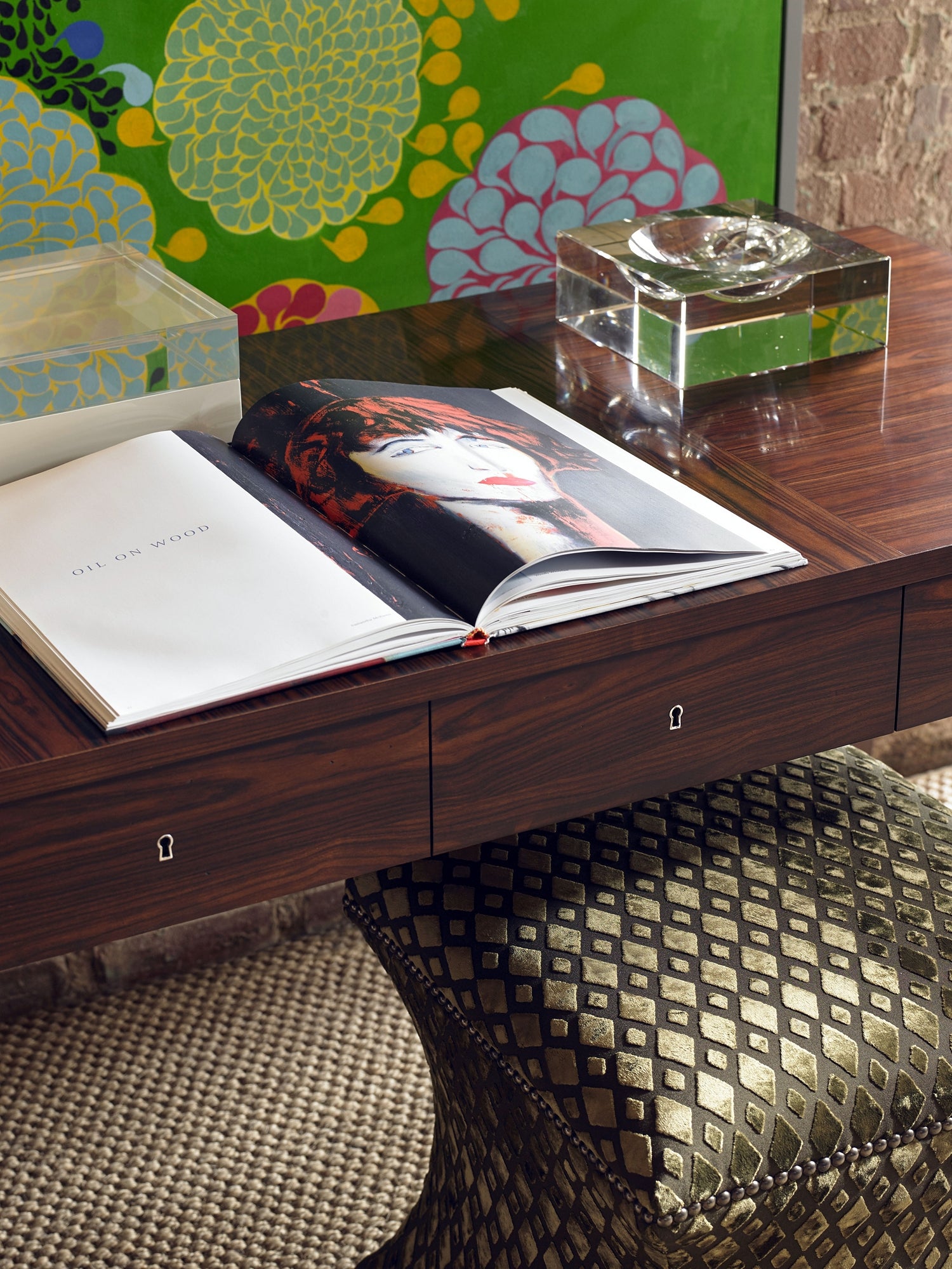 LAWSON DESK in Santos Rosewood Veneers, Mahogany Solids - Hickory Chair
